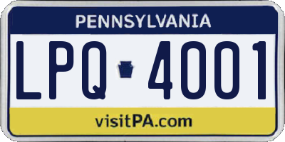 PA license plate LPQ4001