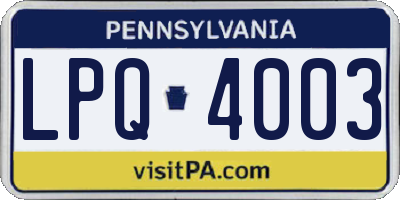 PA license plate LPQ4003