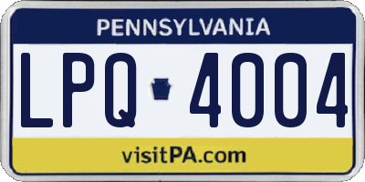 PA license plate LPQ4004