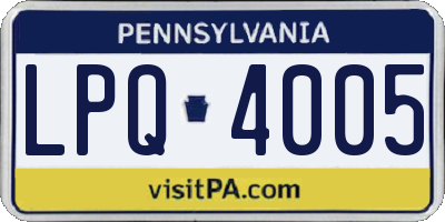 PA license plate LPQ4005