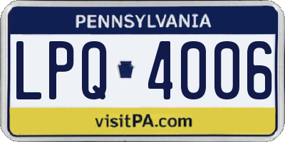 PA license plate LPQ4006