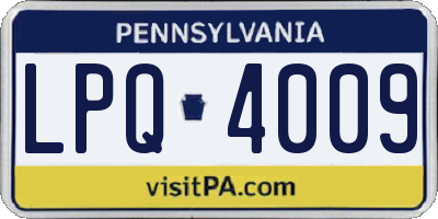 PA license plate LPQ4009