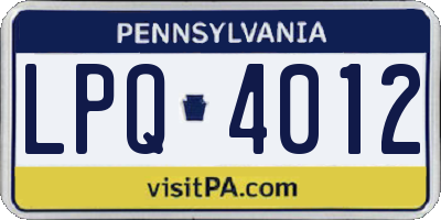 PA license plate LPQ4012
