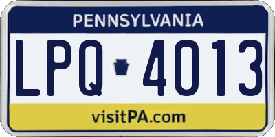 PA license plate LPQ4013