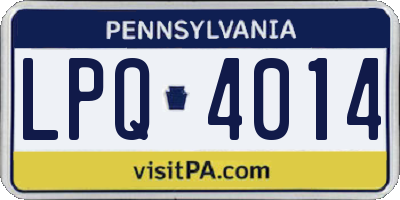 PA license plate LPQ4014