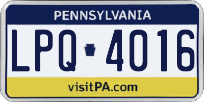 PA license plate LPQ4016