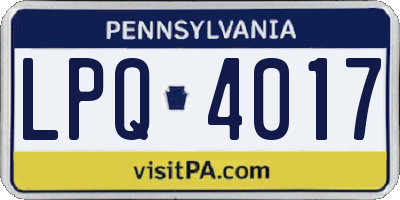 PA license plate LPQ4017