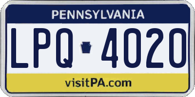 PA license plate LPQ4020