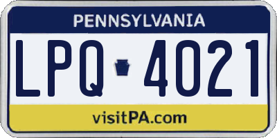 PA license plate LPQ4021