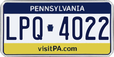 PA license plate LPQ4022