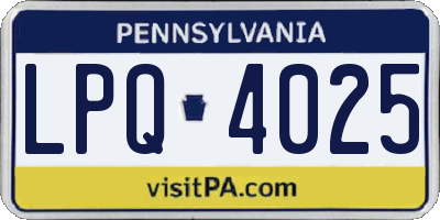PA license plate LPQ4025