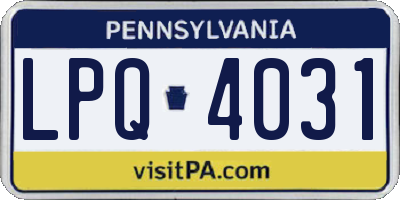 PA license plate LPQ4031