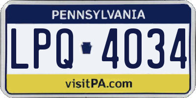 PA license plate LPQ4034