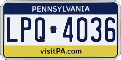 PA license plate LPQ4036