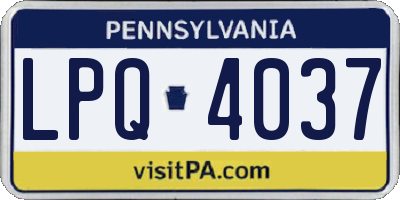 PA license plate LPQ4037