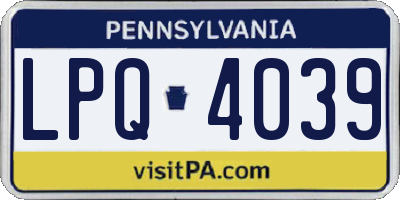 PA license plate LPQ4039