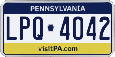 PA license plate LPQ4042