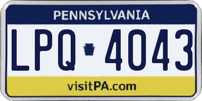 PA license plate LPQ4043
