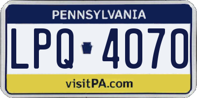 PA license plate LPQ4070