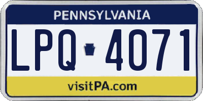 PA license plate LPQ4071