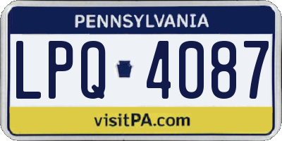 PA license plate LPQ4087
