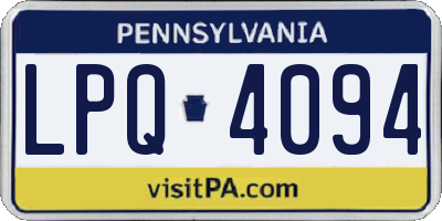 PA license plate LPQ4094