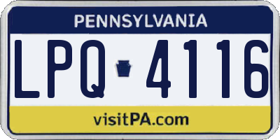 PA license plate LPQ4116