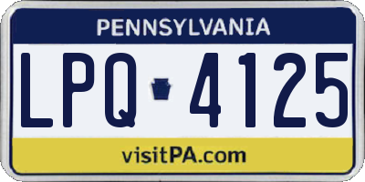 PA license plate LPQ4125