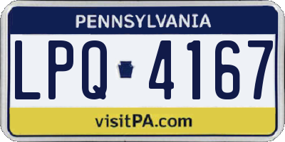 PA license plate LPQ4167