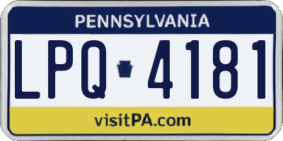 PA license plate LPQ4181