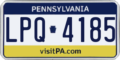 PA license plate LPQ4185