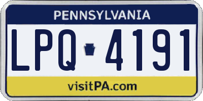 PA license plate LPQ4191