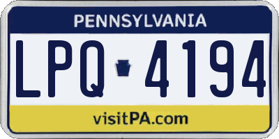 PA license plate LPQ4194
