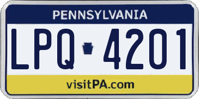 PA license plate LPQ4201