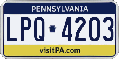 PA license plate LPQ4203