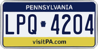 PA license plate LPQ4204
