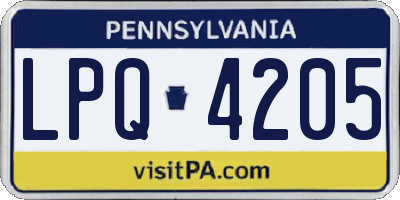 PA license plate LPQ4205