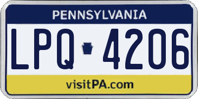 PA license plate LPQ4206