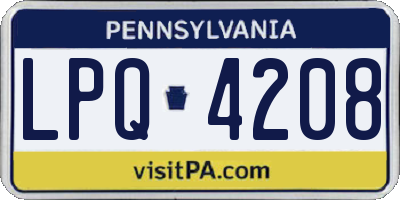 PA license plate LPQ4208
