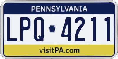 PA license plate LPQ4211