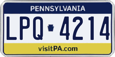 PA license plate LPQ4214