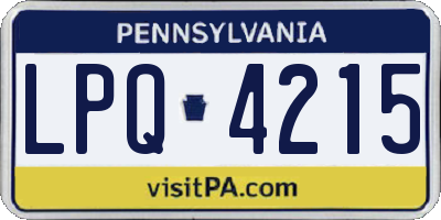 PA license plate LPQ4215