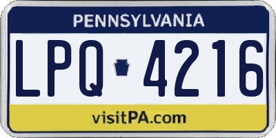 PA license plate LPQ4216