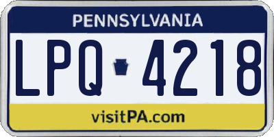 PA license plate LPQ4218