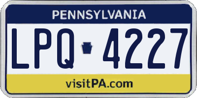 PA license plate LPQ4227