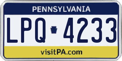 PA license plate LPQ4233