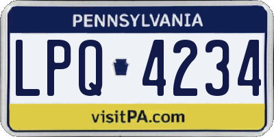 PA license plate LPQ4234