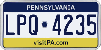 PA license plate LPQ4235