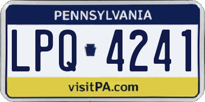 PA license plate LPQ4241