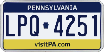 PA license plate LPQ4251